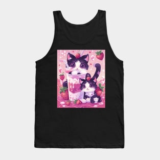 Cat Strawberry Artwork Tank Top